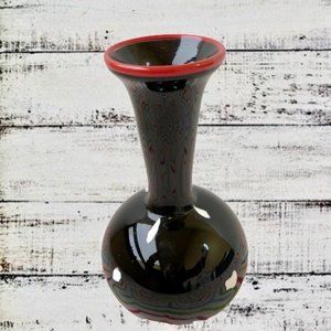 Viscosity Aloysi and Graham Vase Art Studio Glass Black + White